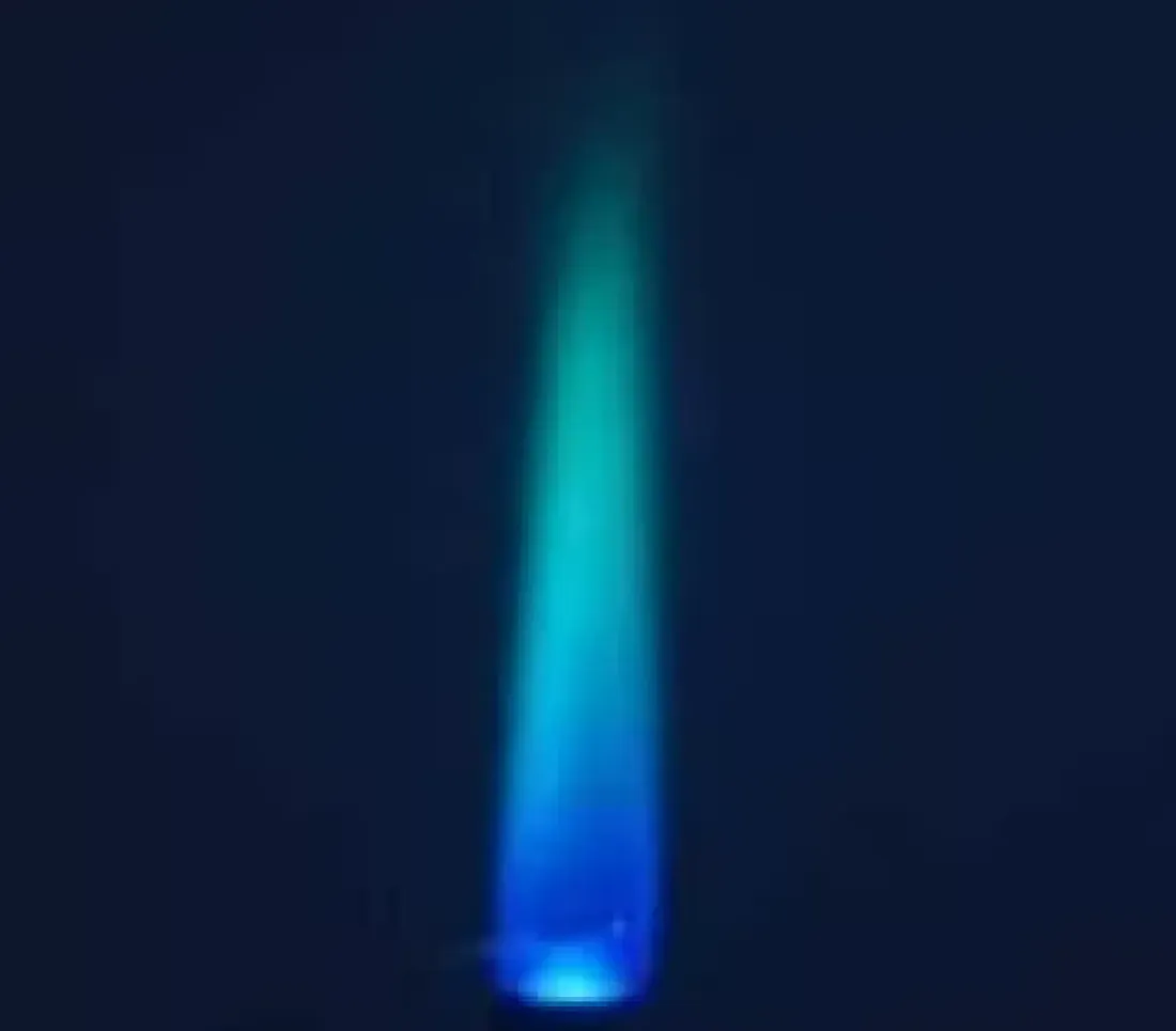 Blue and green gas burner flame