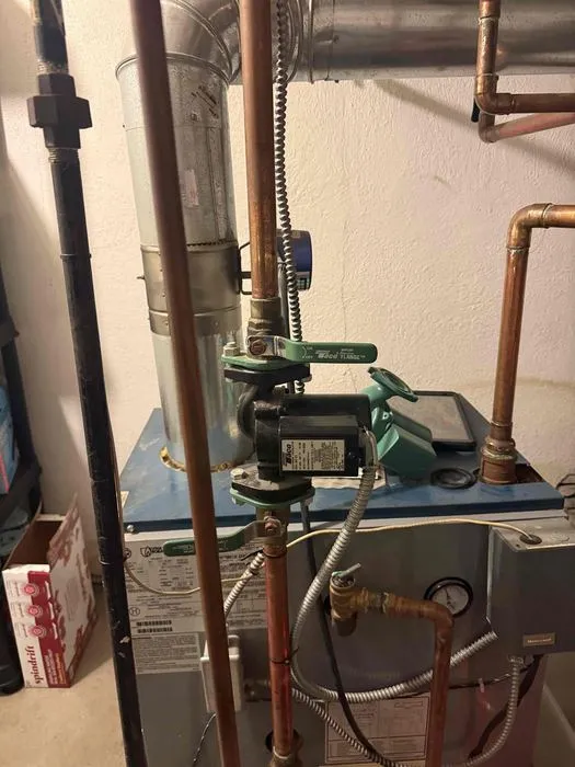 Circulator pump and connected boiler piping