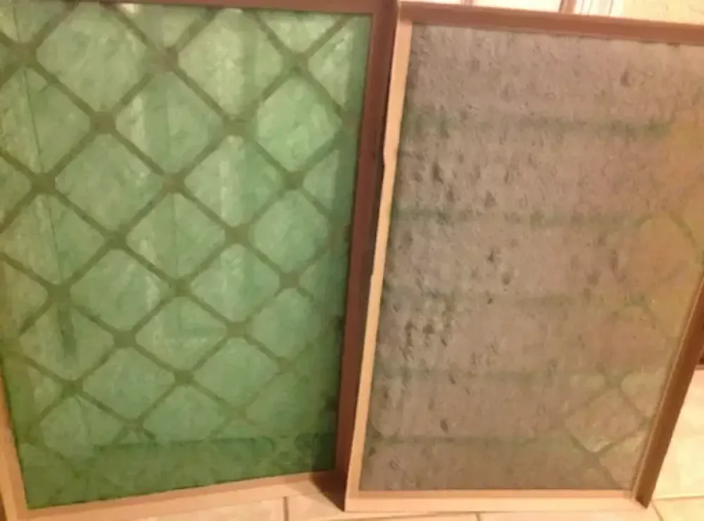 Clean and dirty HVAC filters side by side