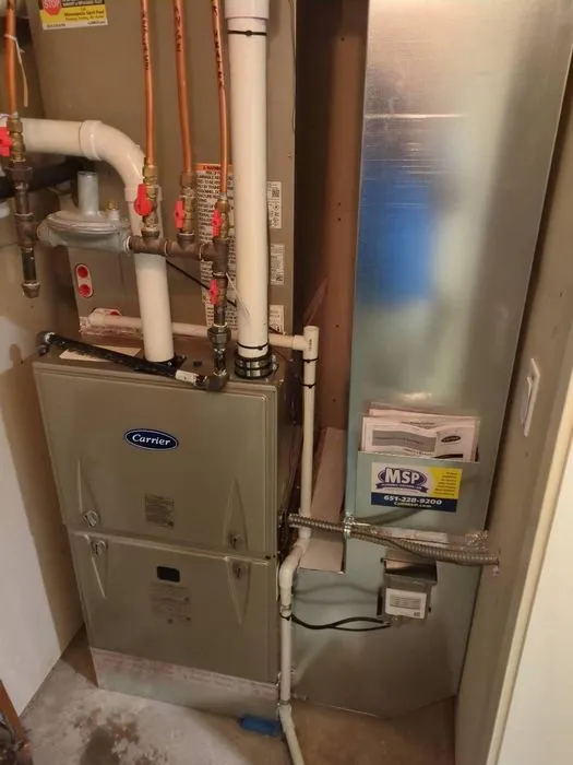 Furnace and air handler in a utility room