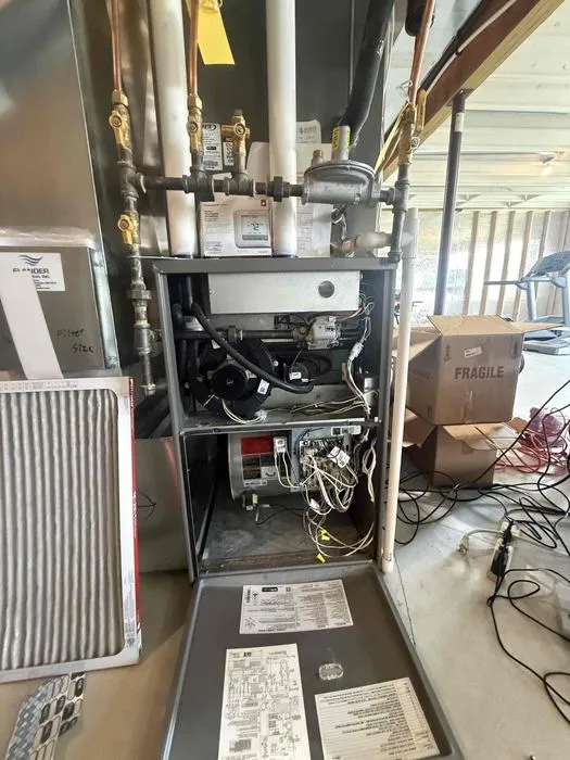 Open furnace inspected during an AC service visit