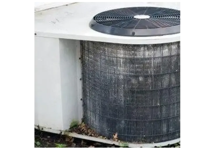 Outdoor air conditioner condenser coil and fan