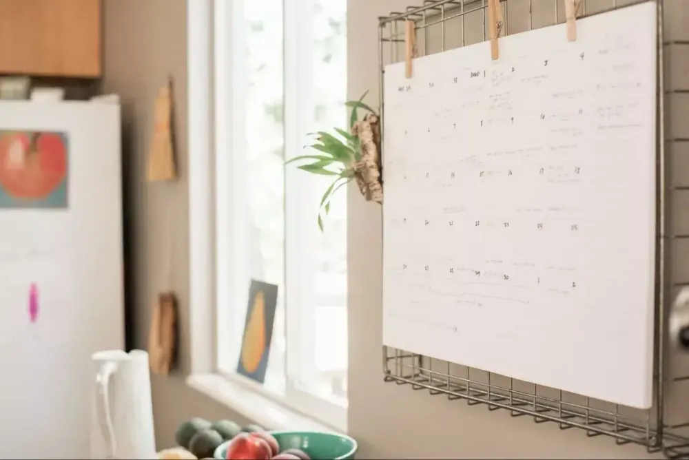 Wall calendar in a home