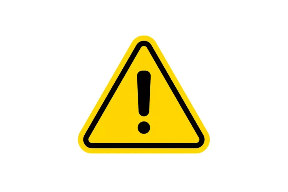 Yellow warning triangle with an exclamation mark